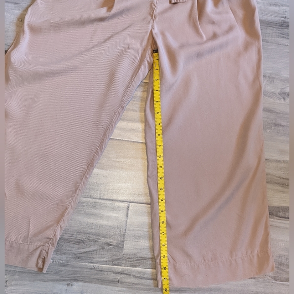 Zara Light Pink Paper Bag Wide Leg Crop Pants - Picture 7 of 7